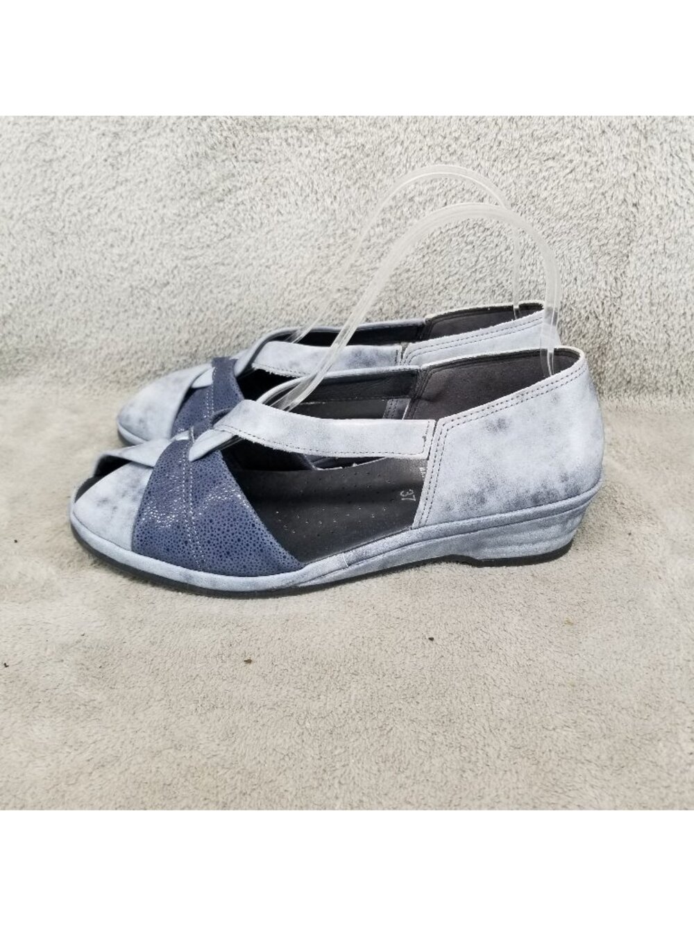 Spring Step Shoes Womens Size US 6.5-7 Jasna Blue Leather Slip On Open Toe Sanda